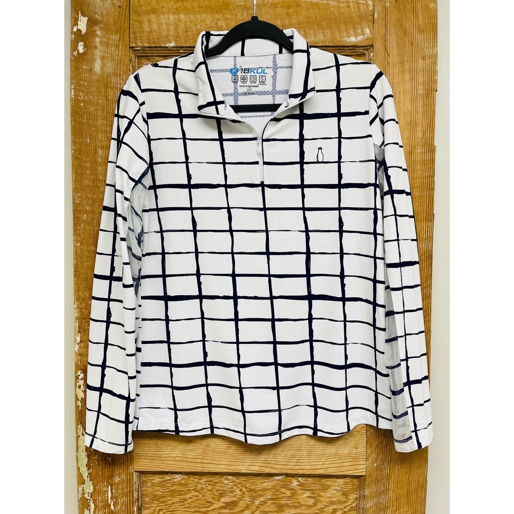 IBKUL 1/4 Zip Golf Tennis Shirt M UPF 50 Top Preppy Sporty Country Club Nautical